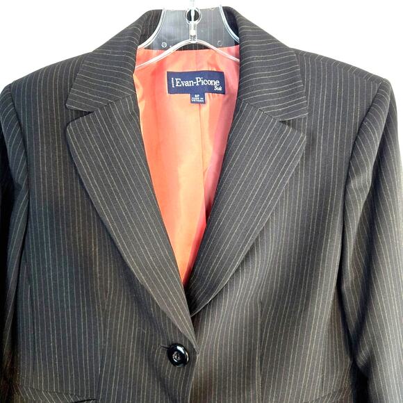 Evan Picone Womens Blazer 8P 8 P Petites Black Misses Size PM Medium Coat Jacket - Picture 2 of 8